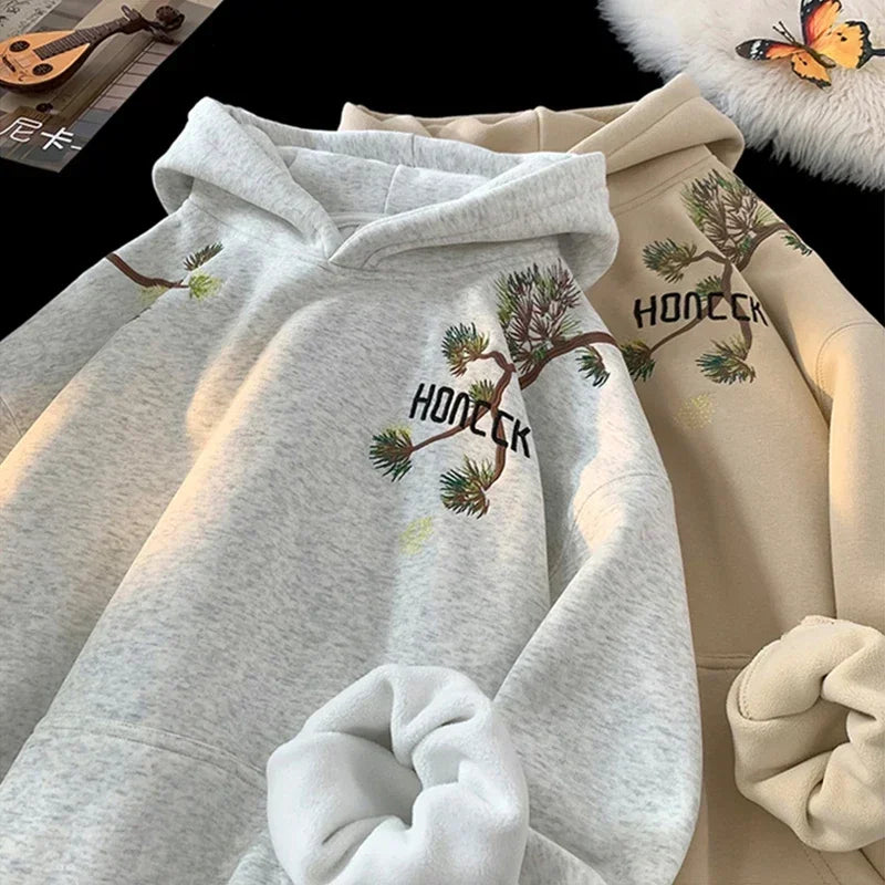 Herbst Kiefer Grafik Hoodies Für Männer Y2K Vintage Streetwear Oversize Mit Kapuze Sweatshirts 2025, Neue Harajuku Fleece Casual Hoody