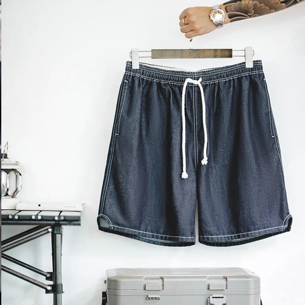 Herren Denim-Shorts im Vintage-Stil mit elastischer Taille für den Sommer