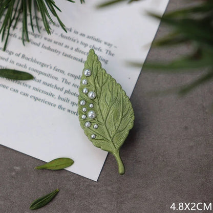 Brosche Pflanze Perle Handgemacht Retro Corsage Damen Mantel