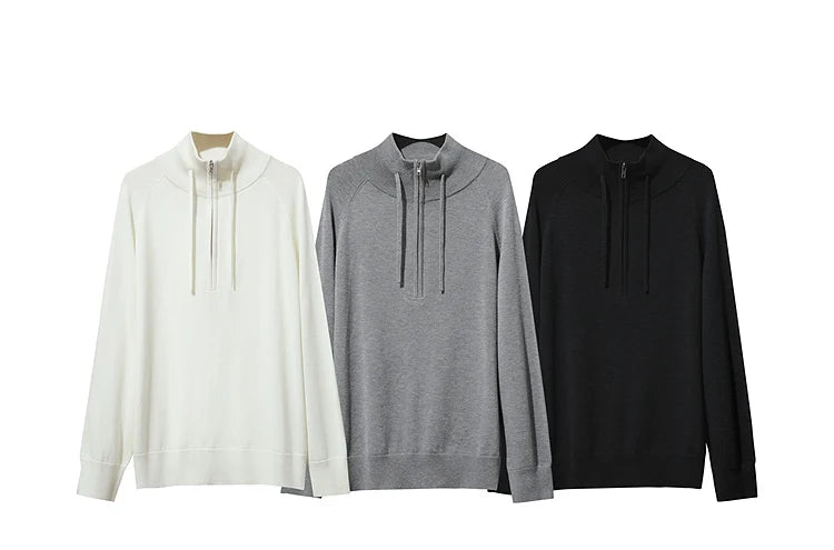 Damen-Rollkragenpullover locker Raglan Wolle-Mix Herbst-Winter