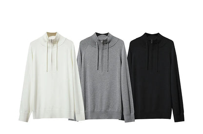 Damen-Rollkragenpullover locker Raglan Wolle-Mix Herbst-Winter