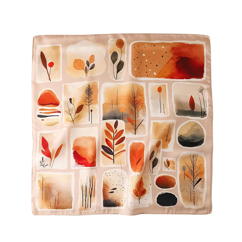 Damen Seidenschal 53cm quadratisch Blumenprint Luxus Hijab Bandana K