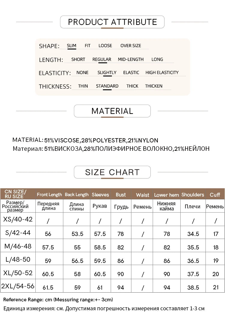 Größentabelle zum Strickpullover: Maße zu Länge, Brust, Taille, Saum und Schultern