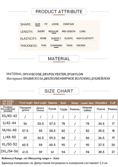 Größentabelle zum Strickpullover: Maße zu Länge, Brust, Taille, Saum und Schultern
