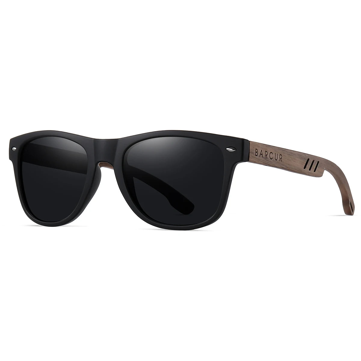 Sonnenbrille Walnussholz schwarz polarisiert UVA/B umweltfreundlich Herren