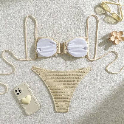 Gelbes Sexy-Bikini-Set mit Push-up für Damen – Brasilianischer Stil für Strand und Pool