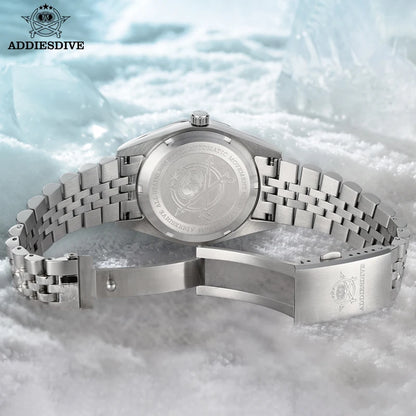 Herren-Automatikuhr mit 3D-Gletscher-Zifferblatt und Bubble-Glas