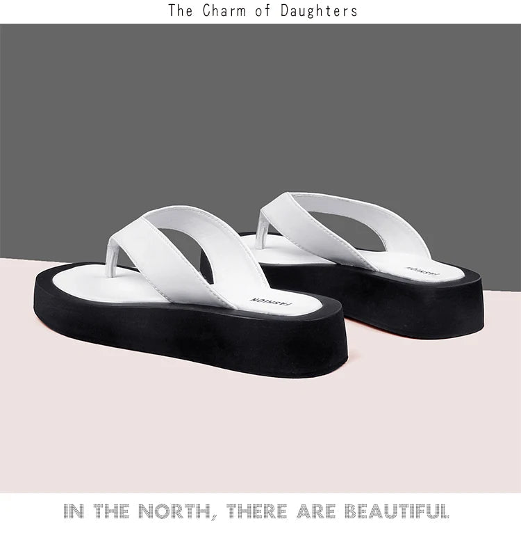 AIYUQI Women's Slippers Outdoor Summer New Genuine Leather  Flip-flops Women Anti-skid Trend Pinch Beach Slides Ladies