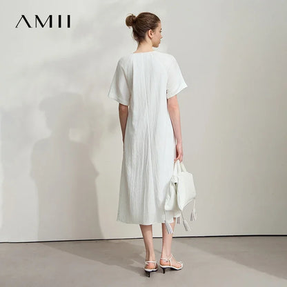 Elegantes Viskose Damenkleid Mit Lässigem Schnitt Und Flachen V Ausschnitt