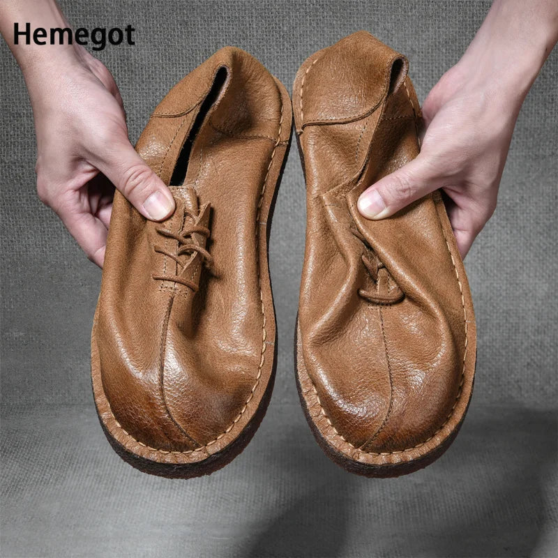 Lederschuhe für Herren in Honigbraun, Schnürschuhe mit Profilsohle, Paaransicht