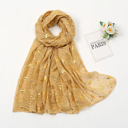 Damen Chiffon Hijab Schal Glitzer Gold Silber muslimisch Kopftuch einfarbig