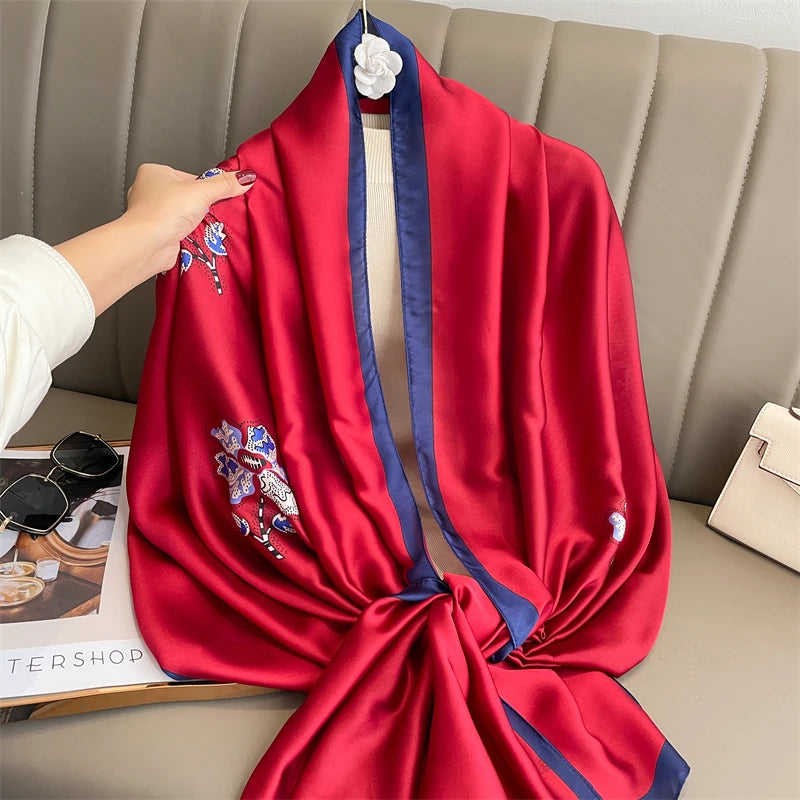 Damen Seidenschal groß 180x90cm Sommer Strand Foulard Bandana weich