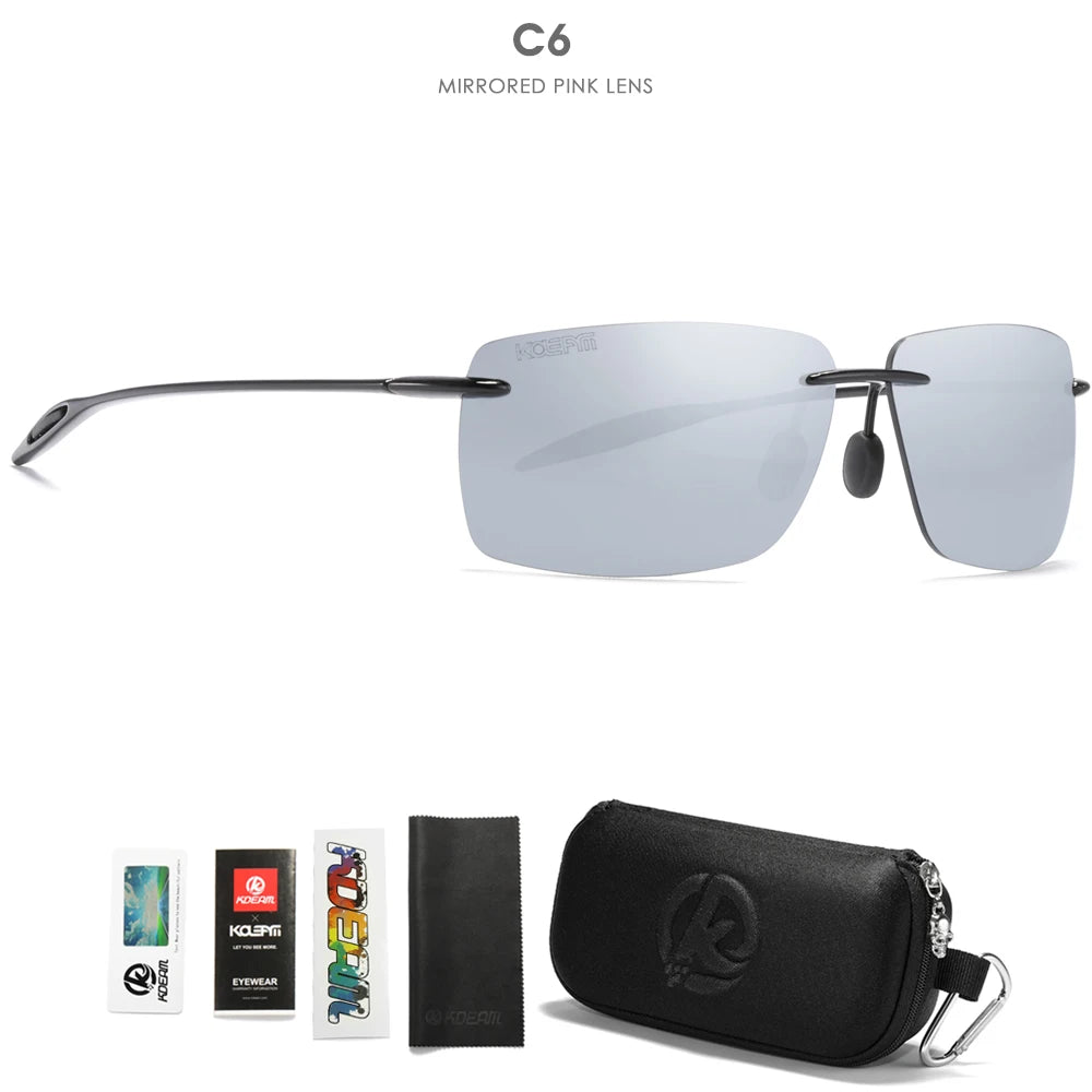 Sonnenbrille randlos rechteckig polarisiert TR90 UV400 ultraleicht Sport