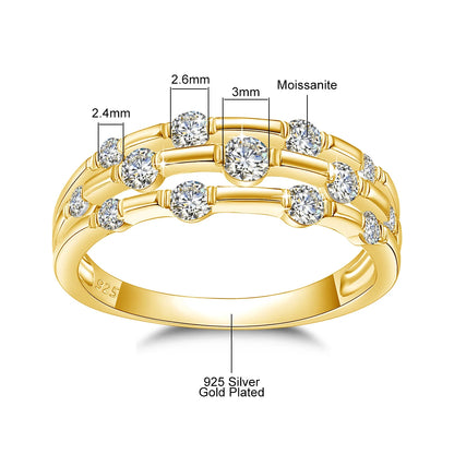 Damen-Ring aus Moissanit, 925er Sterling-Silber, Ewigkeitsband, Zertifiziertes Schmuckstück