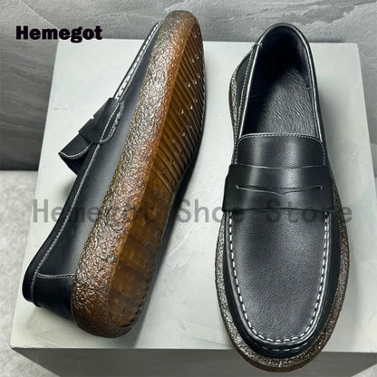 Black Genuine Leather Loafers Breathable and Durable Cowhide Shoes British Style Shoes Men Business and Casual Leather Shoes