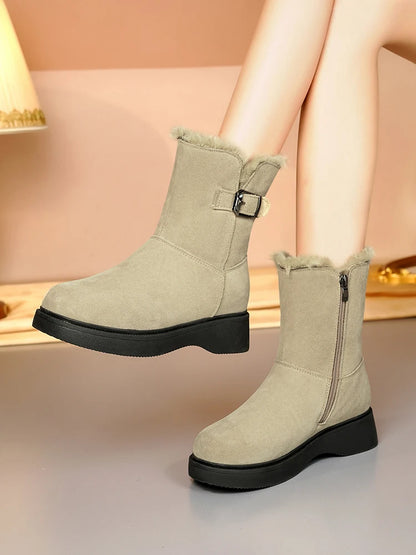 AIYUQI Snow Boots Female Genuine Leather 2025 New Wedge Anti-slip Women's Winter Shoes Boots Natural Wool Women Ankle Boots