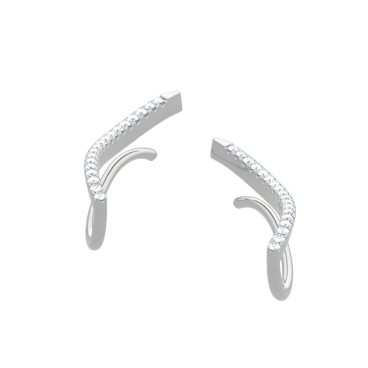 Damen-Moissanit-Blatt-Kletterohrringe aus 925er Silber, Zertifiziertes Schmuckstück für Hochzeit