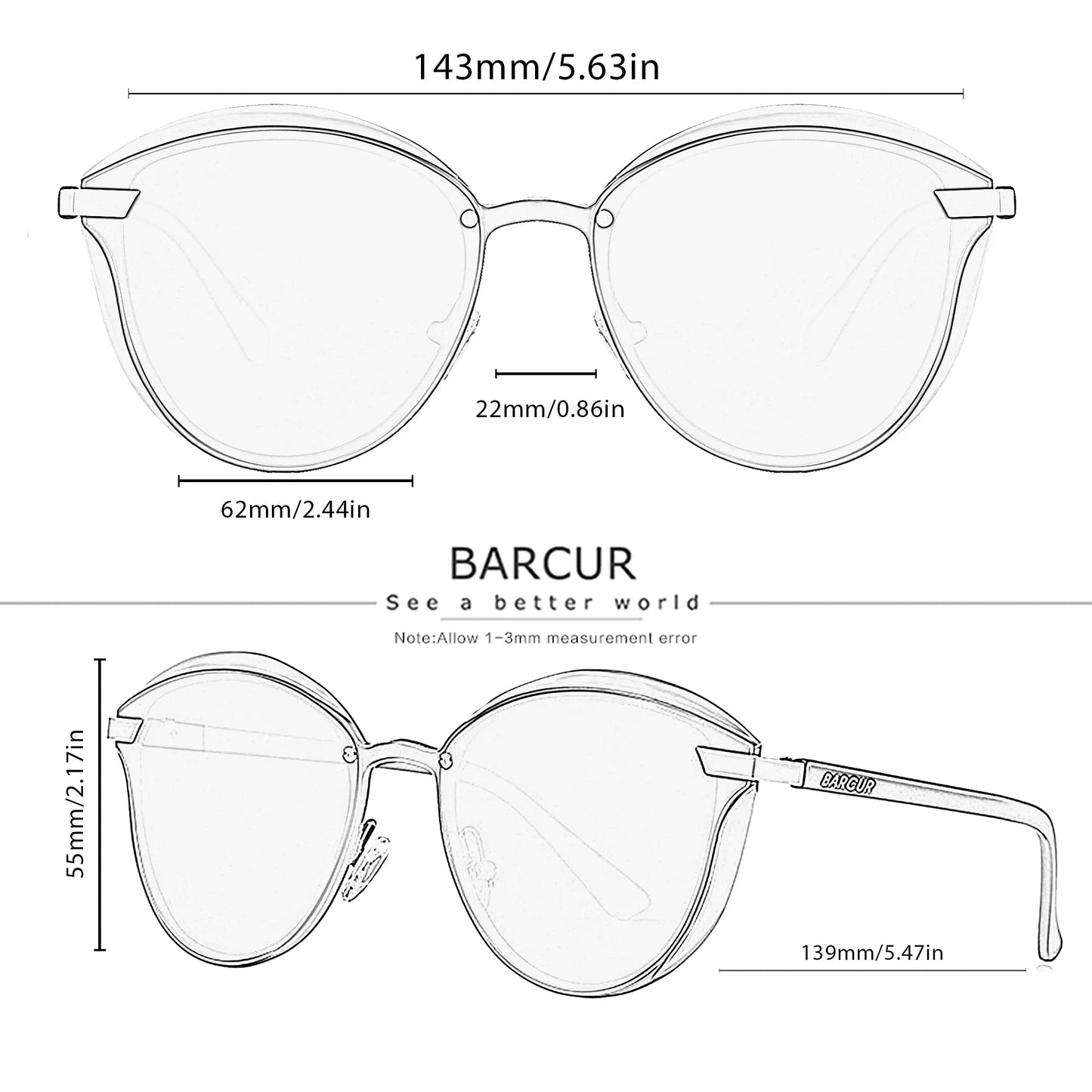 Damen-Sonnenbrille rund Katze Farbverlauf polarisiert UV400 C