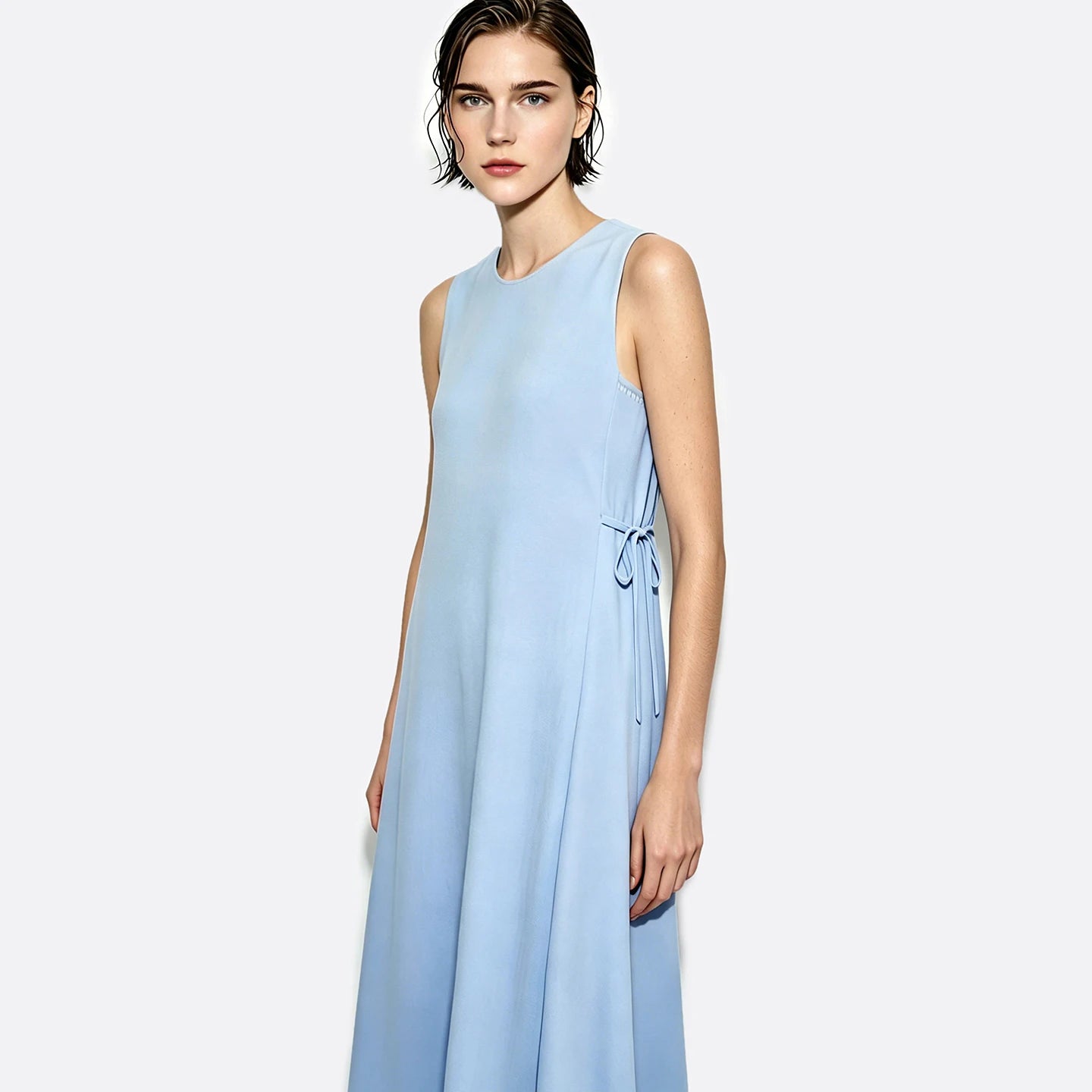 Damen Freizeitkleid ALinie Ärmellos Sommer Leicht Eleganz