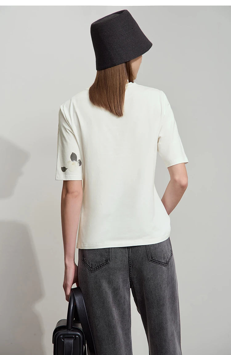 Damen T-Shirt im lässigen Stil mit floralem Print und Rundhalsausschnitt