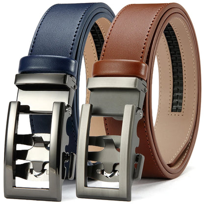 Herren Echtleder-Gürtel Hohles Muster Automatik-Schnalle Unisex 3,5 cm