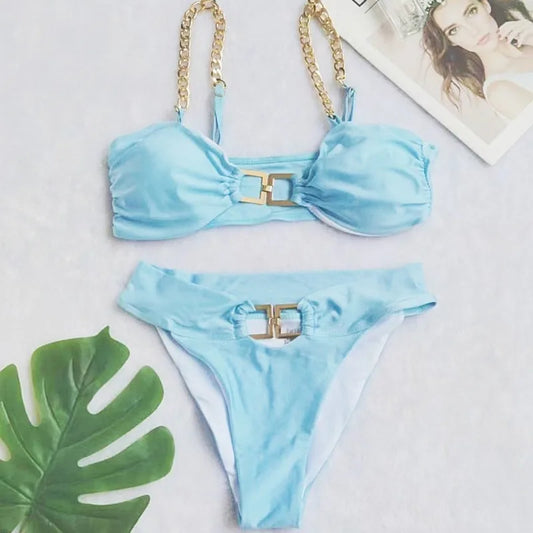 Dreiteiliges Damen-Bikini-Set mit floralem Design – ideal für Strand und Pool