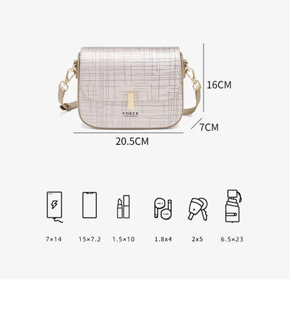 Damen-Schultertasche aus Split-Leder mit Luxus-Design Sattel-Tasche für Alltag und Freizeit