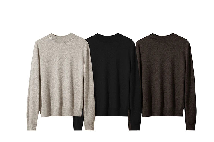 AMII Damenpullover, langärmelig, in Beige, Schwarz und Braun