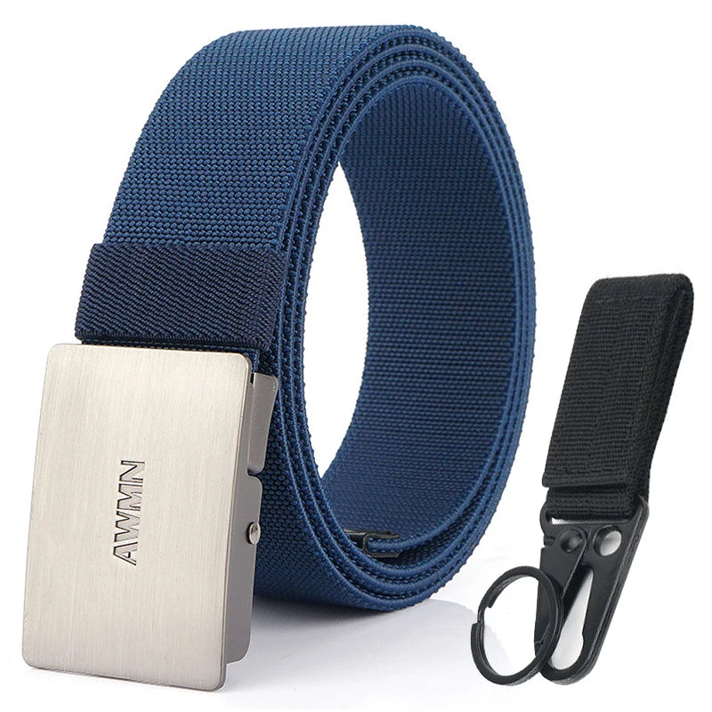 VATLY Silber Stretch-Gürtel Herren 3,8 cm mit Schnellverschluss 105–125 cm