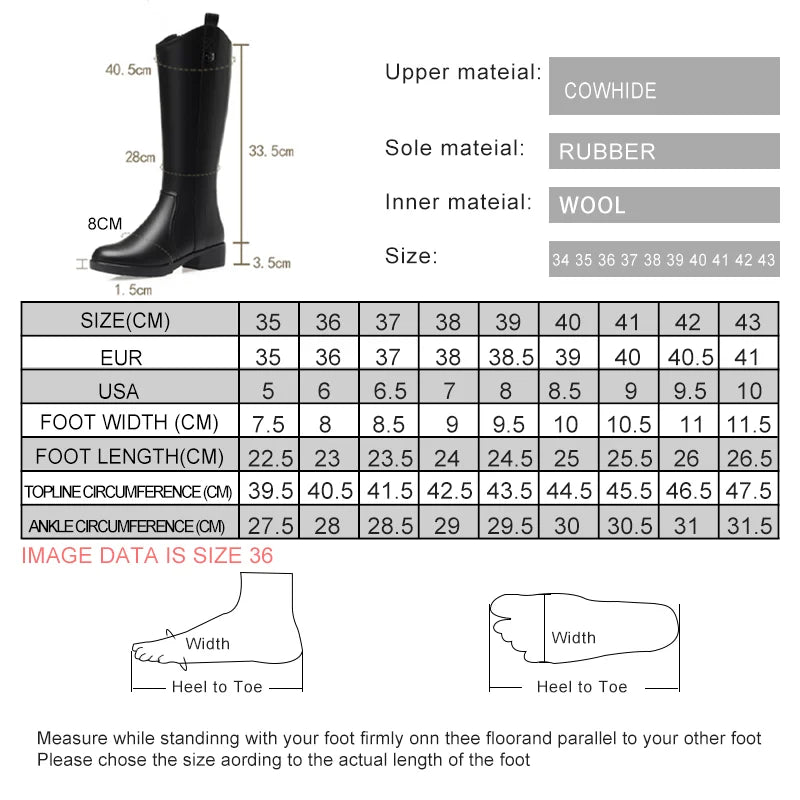 AIYUQI Women Boots Winter 2025 New Large Size Genuine Leather Women Long Boots Natural Wool Western Cowboy Boots Ladies