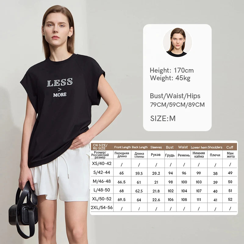 Damen Casual T-Shirt aus loser Seide mit Stickerei und Rundhalsausschnitt