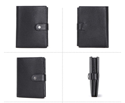 Herren Echtleder Geldbörse Vintage Trifold Kurzgeldbörse Kartenhalter Reisepass