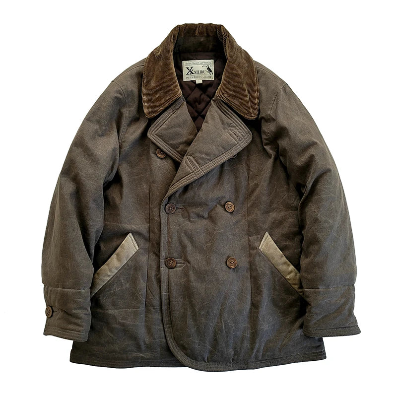 Männer Mantel im Vintage-Stil aus wasserabweisendem Öl-Wachs für Herbst und Winter