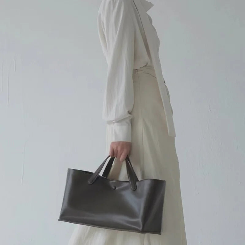 Spaltleder Handtasche | Große Kapazität Top-Handle