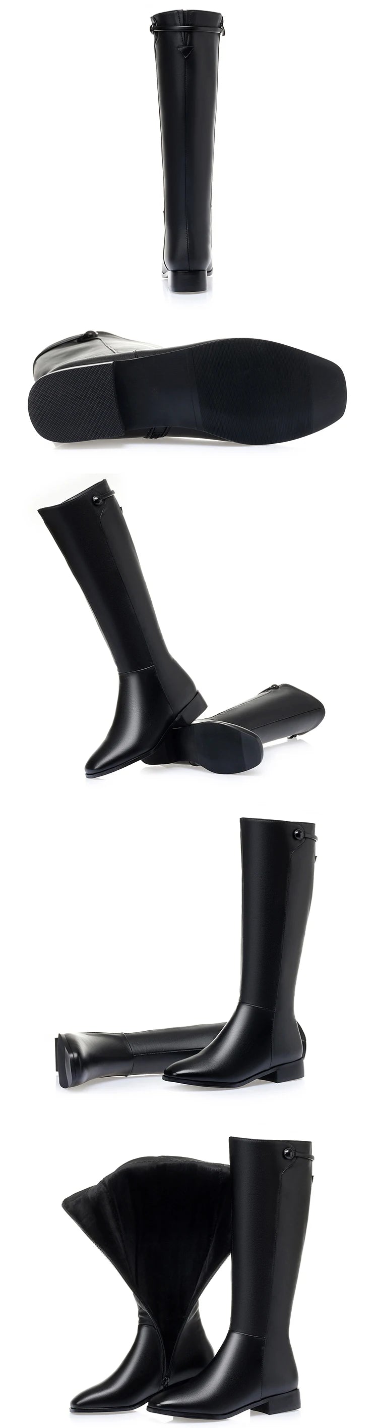 AIYUQI Women Long Boots 2025 New Genuine Leather Short Velvet Women Roman Boots Low Heel Large Size Riding Boots Women