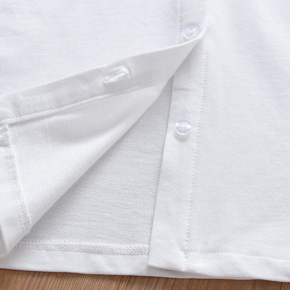 Mädchenhemd 2025, Frühling und Herbst, neue bestickte Bluse mit Blumenmuster und langen Ärmeln und Rüschenkragen, Kinderkleidung