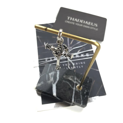 Damen-Charm-Anhänger Kreuz und Krone majestätisch II aus Sterlingsilber