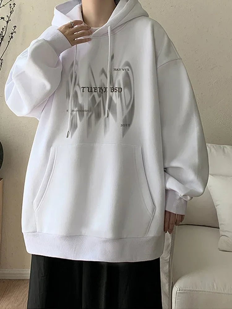 Neue Gothic Brief Gedruckt Mit Kapuze Sweatshirt Für Männer Herbst Hip Hop Übergroßen Pullover Hoodies Y2K Streetwear Grafik Hoody