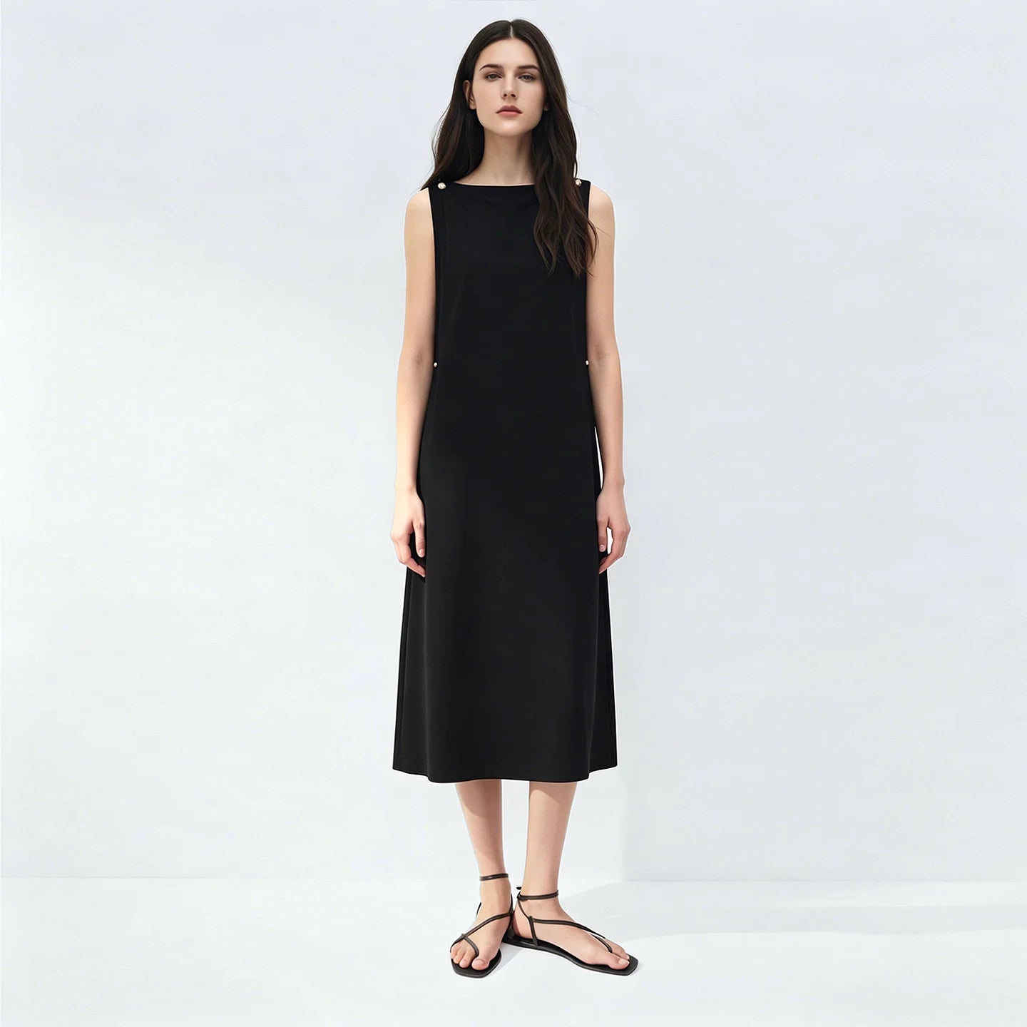 Elegantes Schulterfreies Midi Sommerkleid Mit Lockerer Passform Für Damen