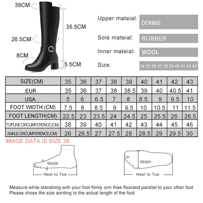 Material- und Größenangaben für lange Stiefel: Schaft-, Fußlängen- und Breitenmaße