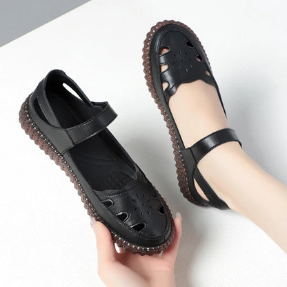 AIYUQI 2025 neue frauen sandalen Flache sohlen nicht-slip hohl frauen schuhe Sommer große-größe weibliche sandalen
