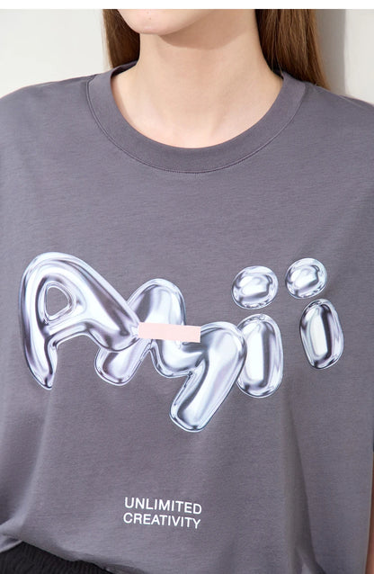Damen T-Shirts im lässigen Stil mit O-Ausschnitt und modischem Druck