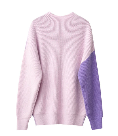 Pullover aus Strick mit Rippenstrick am Halsausschnitt, lange Ärmel, lila