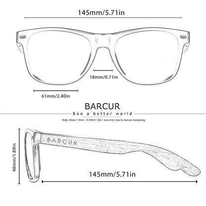 Sonnenbrille Holz Walnuss schwarz polarisiert UV400 Original-Etui Herren