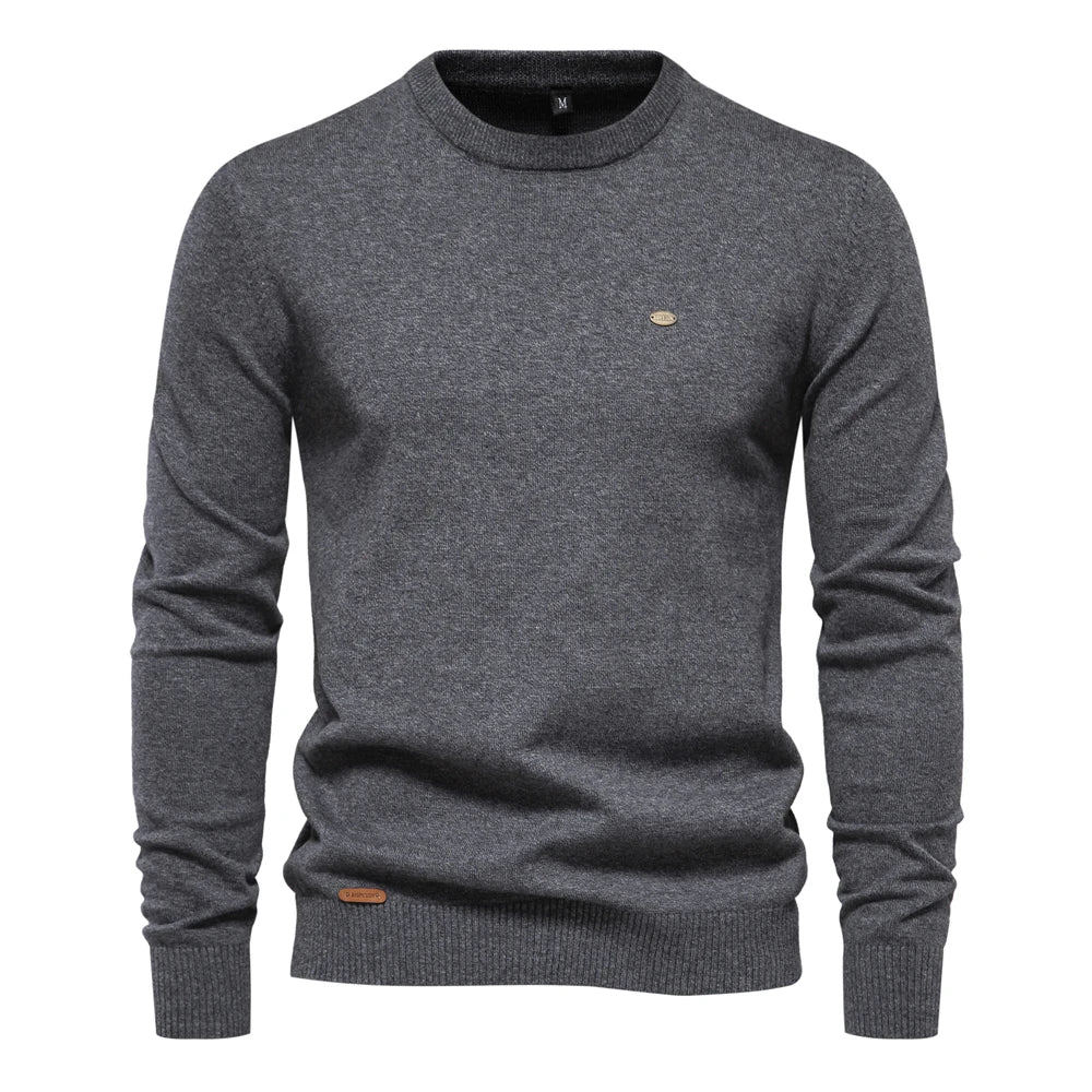2023 neuer Herbst Baumwoll pullover für Männer o Hals Patchwork Ärmel Pullover Männer einfarbig warme Winter Herren Pullover
