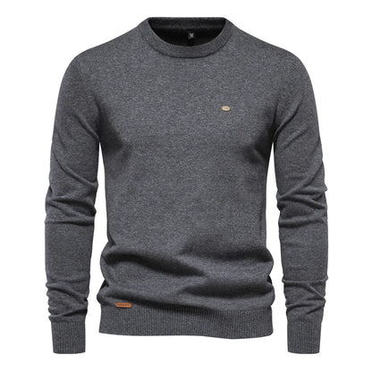 2023 neuer Herbst Baumwoll pullover für Männer o Hals Patchwork Ärmel Pullover Männer einfarbig warme Winter Herren Pullover