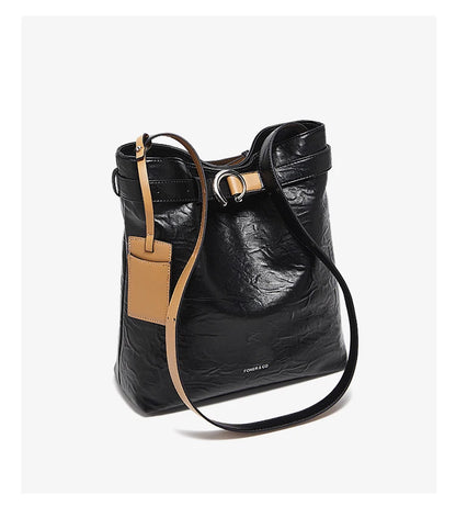 Damen Schultertasche Vintage Split-Leder mit großer Kapazität