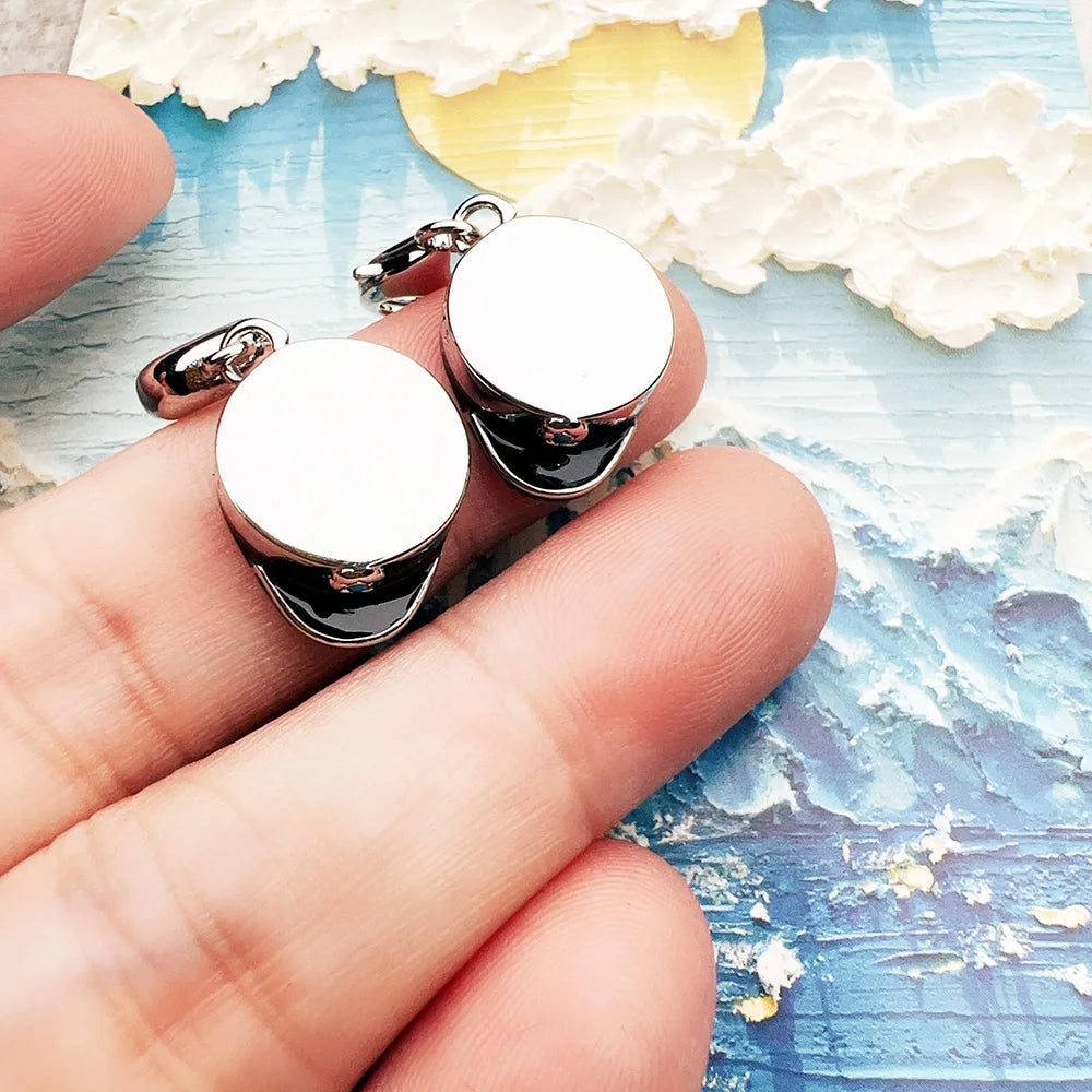 925-Silber Charm-Anhänger mit zwei runden Scheiben, glänzend, Dangle-Optik