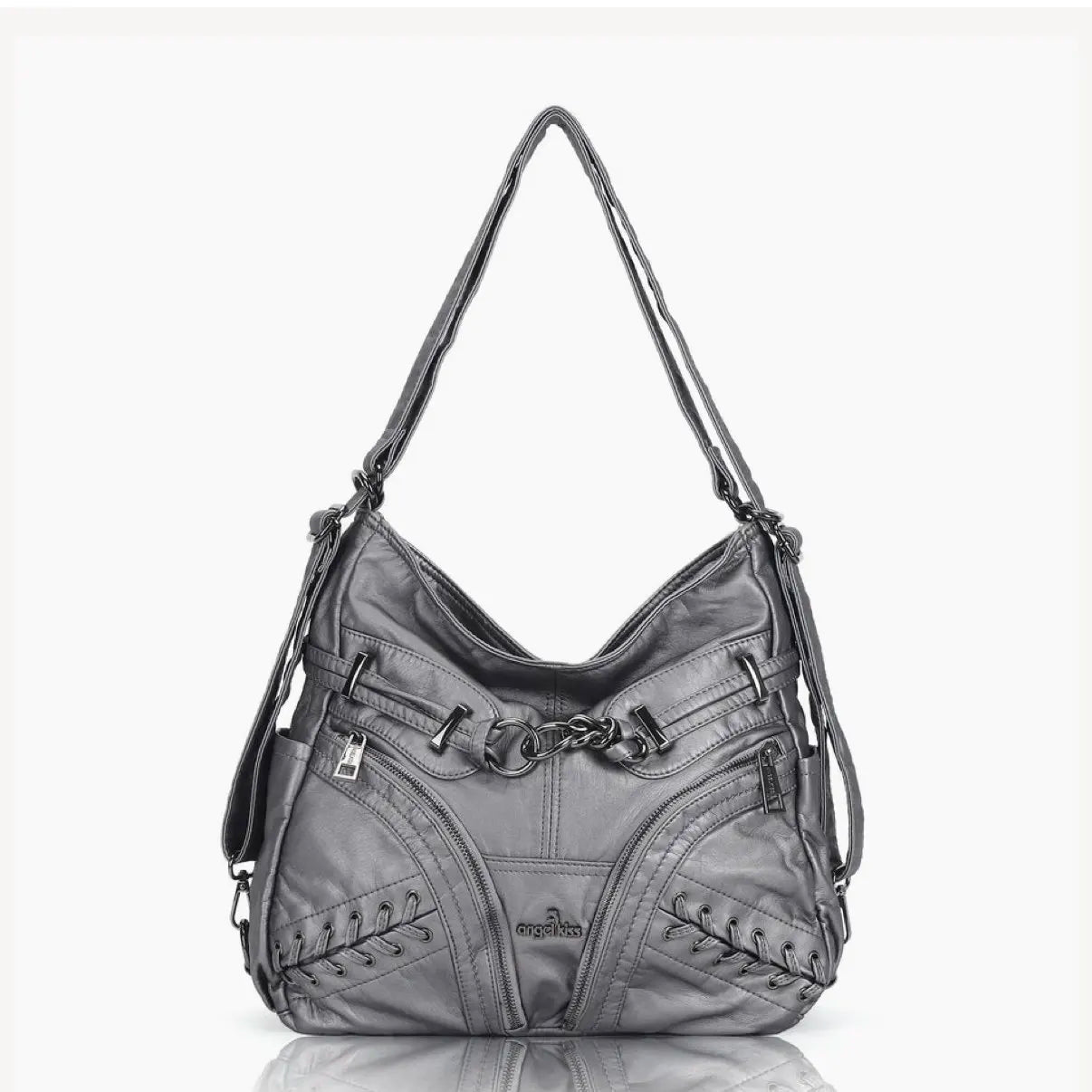 Damen-Schultertasche aus PU mit Mehrfachfächern und verstellbarem Schulterriemen Top-Handle-Design