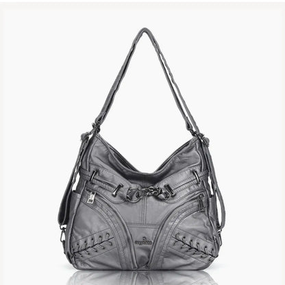Damen-Schultertasche aus PU mit Mehrfachfächern und verstellbarem Schulterriemen Top-Handle-Design